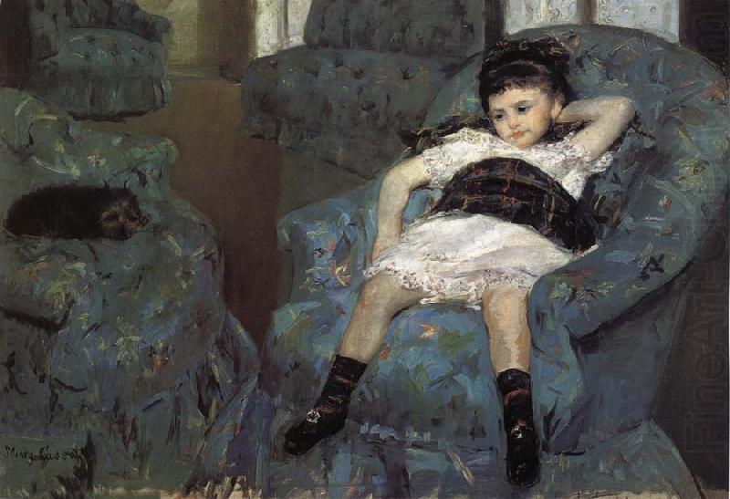 Mary Cassatt The little girl in the blue Sofa china oil painting image
